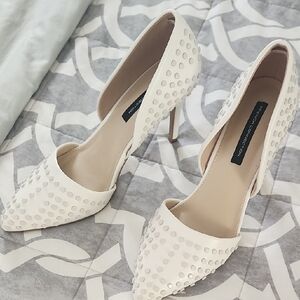 Elegant White Studded Heels
